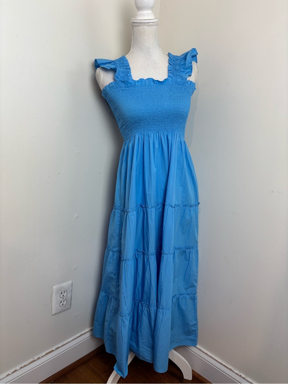 Quince 100% Organic Cotton Poplin Midi Dress In Cornflower Blue Size Small NWT - Picture 4 of 14